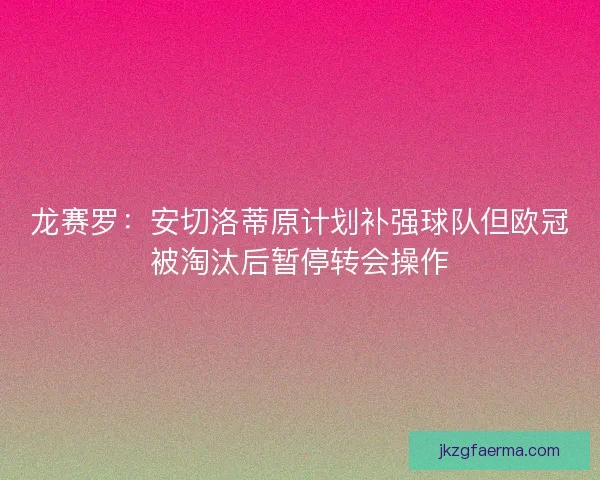 龙赛罗：安切洛蒂原计划补强球队但欧冠被淘汰后暂停转会操作